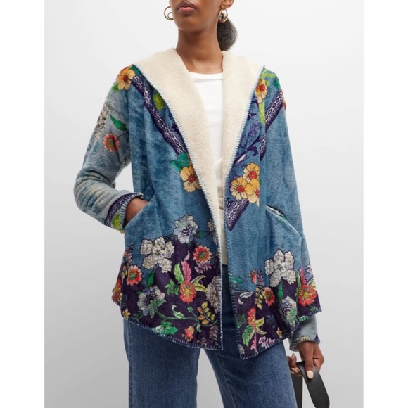 Johnny Was Jackets & Coats Johnny Was Shellinay Sherpa Blue Floral